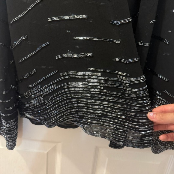 J. Luxmi New York Size L Beaded Sheer Blouse Tank Top Set Black Party Holiday‎ - Picture 7 of 13